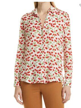 L'Agence  nina cherry print silk blouse XS